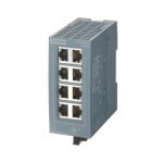 Switch industrial Siemens SCALANCE XB008 unmanaged 8x RJ45 10/100 Mbps para redes PROFINET, montaje carril DIN IP20