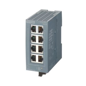 Switch industrial Siemens SCALANCE XB008 unmanaged 8x RJ45 10/100 Mbps para redes PROFINET, montaje carril DIN IP20